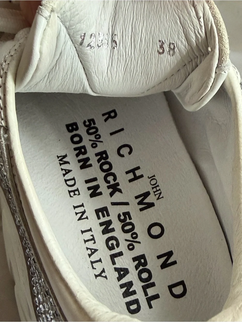 John Richmond White Sneakers with Silver Crystal Panels